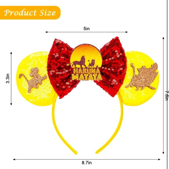 Women’s Disney Inspired Handmade Hakuna Matata Minnie Ears - NWOT - Picture 3 of 5